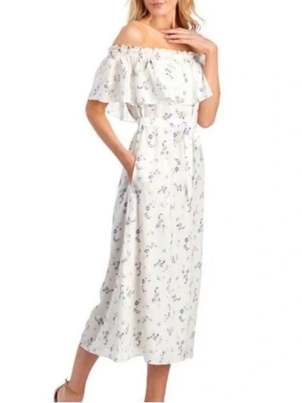 Rebecca Taylor Francine Off-the-Shoulder Floral Silk Dress Size 4
